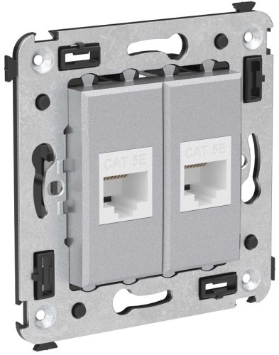 Розетка компьютерная без рамки DKC Avanti 2-м. RJ45+RJ45 5е закаленная сталь картинка